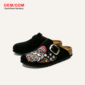 Sabots mules unisexes en daim de vache pour Noël, semelle en bois, antidérapants, légers, souples, respirants, style décontracté et tendance - Product Image 1