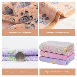 Haustier-Ganzjahresdecke aus warmem Coral-Fleece, nicht wasserdicht, einseitig bedruckt, für Katzen und Hunde, Haustierbedarf, Matte - Product Image 4
