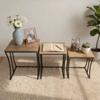 Table console moderne en métal noir durable et écologique, ensemble de 3 pièces pour villa, hôtel, salon, cuisine, meubles de maison, appartement