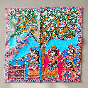 Pintura Madhubani Cultural de Bihar sobre Lienzo, Arte Popular Hecho a Mano en 3D, Decoración de Pared, Ojistha Industries, 2493 USD - Product Image 6