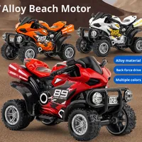 Modèle de moto tout-terrain en alliage moulé sous pression pour garçons, jouet de décoration, voiture à tirer en arrière