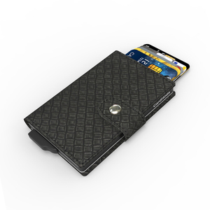 CardHoda Aluminum Card Holder RFID Protection Fold <b>Wallet</b> Unisex Minimalist Design Black PU Lining Short Length - Product Image 6