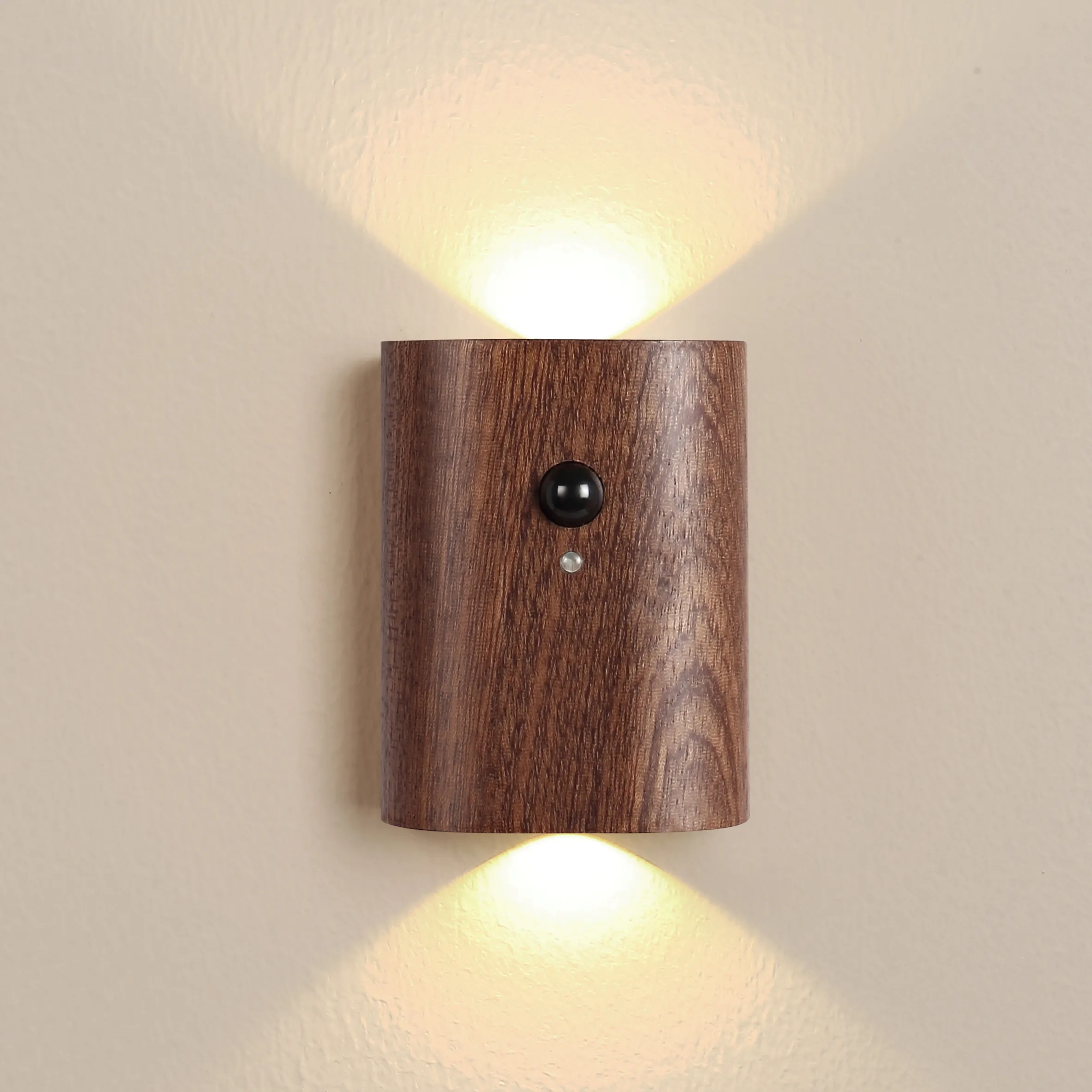 Luz Led de pared de madera resistente al agua, lámpara de pared con Sensor, para jardín, Hotel y hogar