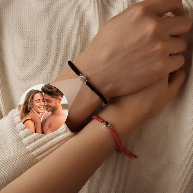 SongYi Adjustable New Projection Woven Rope DIY Photos Personalized Couple Gifts Available in Multiple Colors Woven Bracelets