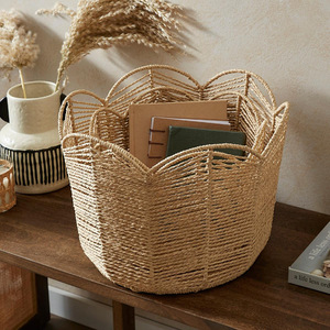 Woven <b>Storage</b> <b>Basket</b> Round Handmade Rattan <b>Basket</b> For Bathroom Toy Organizer <b>Large</b> 40x31Cm Standing Type - Product Image 1