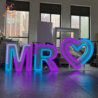 Lettres et chiffres géants LED étanches IP65 en métal, sans MOQ, de 3, 4 et 5 pieds, pour scènes de mariage et extérieur