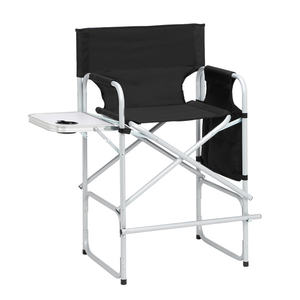 Silla de director DB 103*60*499cm 120kg Capacidad Superficie de tela negra Tubo de hierro redondo rociado de plástico Plata Blanco Cómodo" - Product Image 3