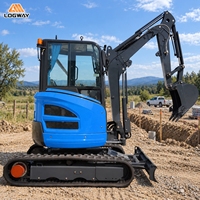 Mini-excavatrice LOGWAY en stock avec climatisation électronique en option et chenilles stables pour l'entretien des propriétés