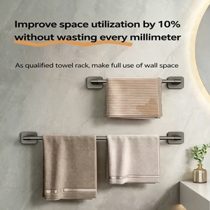 Porte-serviettes mural sans perçage, gris anthracite, style nordique, <span class=keywords><strong>pour</strong></span> appartement, avec étagère <span class=keywords><strong>de</strong></span> rangement et <span class=keywords><strong>barre</strong></span> simple <span class=keywords><strong>pour</strong></span> <span class=keywords><strong>salle</strong></span> <span class=keywords><strong>de</strong></span> <span class=keywords><strong>bain</strong></span> - Product Image 4