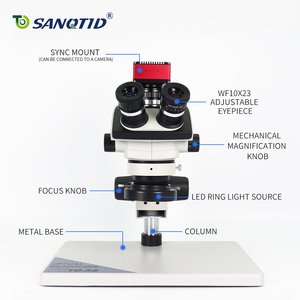 SANQTID 7X-50X 스테레오 삼안 현미경 4K 0.5x CTV 카메라 5단계 디옵트릭 조정 조절 가능한 LED 조명 스탠드 포함 - Product Image 3
