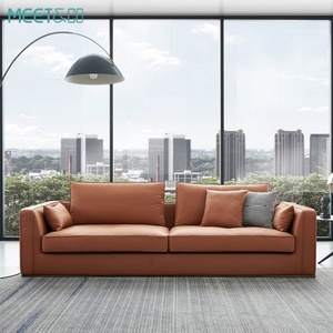 Wholesale Modern L-Shape <b>Brown</b> Genuine Leather Lounge <b>Sofa</b> Corner Couch Furniture for Office Sectional <b>Sofa</b> - Product Image 2