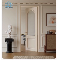 Puerta de Madera Sólida con Arco Francés Vintage, Puerta Interior con Panel Empotrado Sólido para Dormitorio, Proyectos de Renovación de Viviendas Residenciales