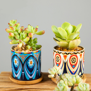 <span class=keywords><strong>Pot</strong></span> <span class=keywords><strong>de</strong></span> fleurs miniature personnalisé en céramique, motif géométrique coloré, petits pots pour plantes succulentes - Product Image 3