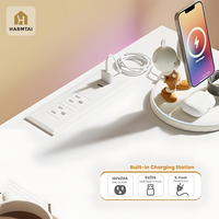 Commode minimaliste en bois HarmTai avec station de charge intégrée, ports USB, éclairage LED RGB, 9 tiroirs, panneau en mélamine écologique