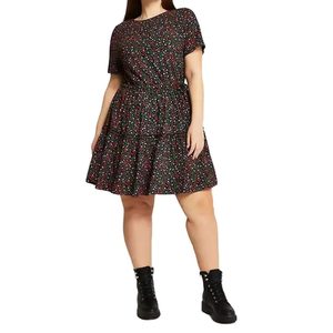 Robes midi grande taille personnalisées en promotion, taille naturelle, imprimées, confortables, à manches courtes, décontractées - Product Image 3