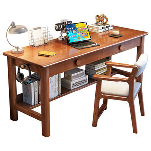 Solid Wood Minimalist Computer Desk For Home Office Study Room Bedroom Workstation Writing Desk With Storage <b>Shelf</b> - Product Image 4