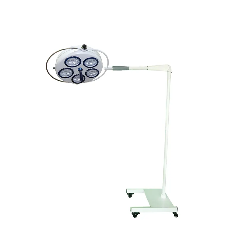 Lumières chirurgicales fonctionnantes portatives debout de plancher réglable d'éclat LED avec 5 réflecteurs