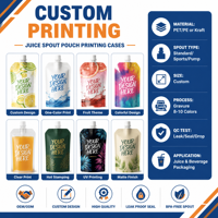 Op maat gemaakte voedselveilige drankenverpakking van yoghurt, gelei, fruitdrank, in een hersluitbare stand-up pouch met uitgiettuit van plastic.
