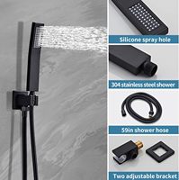 HOMEDEC Système de douche complet carré de 10 pouces avec fonction pluie, douchette à main 3 fonctions, bec de baignoire cascade et robinet de douche mural en laiton