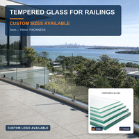 Panneaux de clôture en verre trempé coloré transparent sans cadre pour balcon, 6 mm, 8 mm, 10 mm, 12 mm