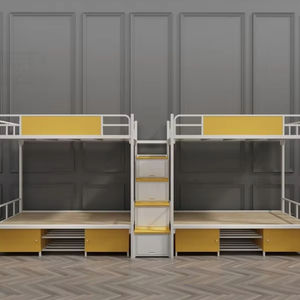 Vente en gros d'usine mobilier scolaire couleur personnalisable <span class=keywords><strong>lit</strong></span> dortoir cadre double couche avec <span class=keywords><strong>escalier</strong></span> de rangement pour 4 personnes - Product Image 1