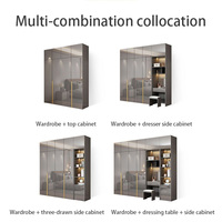 Armoire de luxe moderne pour chambre à coucher, nouveau design, lumières LED, armoire en bois et verre