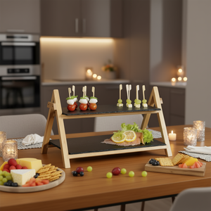 Estante de servir KESPER de pizarra con marco de madera de dos niveles para aperitivos y bocadillos para fiestas - Product Image 3