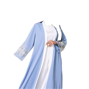 2025 Adjustable Abaya Belt Handmade Floral Luxury Evening <b>Dresses</b> <b>for</b> Women Modest Blue Kimono Lace <b>for</b> Winter and Summer - Product Image 1