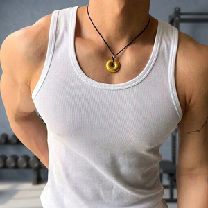 Débardeur de sport tricoté XL pour hommes, 100 % polyester, respirant, séchage rapide, motif géométrique, pour musculation et fitness, vente en gros - Product Image 4