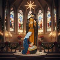 Statue de la Sainte Famille en résine moulée, Marie, l'Enfant Jésus, style européen, écologique, pour intérieur/extérieur, Noël, religieux