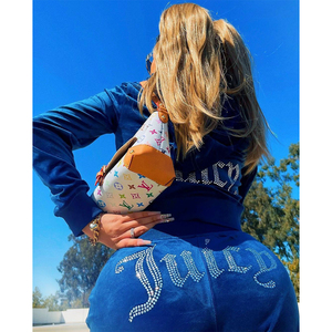 Tùy Chỉnh Nhung 2 Mảnh Quần Set Thạch Sweatsuits Phụ Nữ Quần Bó Sát Và Áo Hai Mảnh Trang Phục Thiết Lập Cho Phụ Nữ - Product Image 5