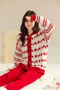 Nuova casa di flanella rossa festiva da donna calda nuova tinta <span class=keywords><strong>pigiama</strong></span> <span class=keywords><strong>invernale</strong></span> <span class=keywords><strong>pigiama</strong></span> da ragazza Set - Product Image 3