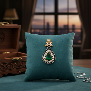 Pear Shape <b>Emerald</b> Stone <b>Pendant</b> Authentic Silver Wholesale Turkish 925 Sterling Silver Jewelry Online for Women - Product Image 3
