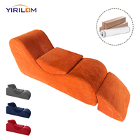 Chaise longue de yoga d'intérieur ergonomique pour adultes avec oreiller lombaire à poche latérale et pouf pour salon ou hôtel
