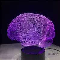 Cerveau forme 3D Illusion lampe 7 changement de couleur interrupteur tactile LED veilleuse acrylique lampe de bureau atmosphère nouveauté éclairage AW-1287