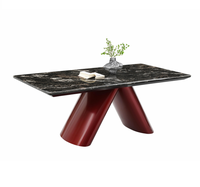 Ensemble de table à manger rectangulaire minimaliste moderne avec marbre naturel et acier inoxydable noir et blanc pour les salles à manger d'appartements