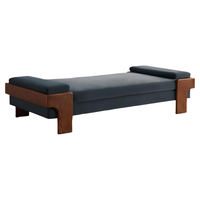 Chaise longue de style rétro moderne du milieu du siècle, écologique, confortable, en bois massif, avec revêtement en velours vert foncé, pour chambre à coucher