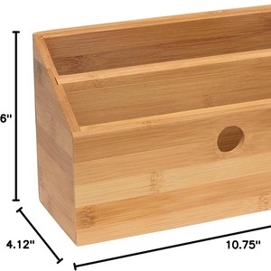 Porte-cartes en bois avec compartiments pour organiser le bureau, la papeterie et les notes, boîte de rangement en bois massif - Product Image 3