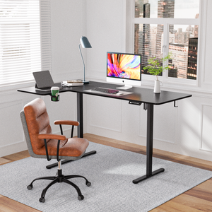 Bestseller per Amazon 90 ° da tavolo a forma di L motore singolo elettrico regolabile in altezza moderna alta qualità ufficio tavolo da scrivania - Product Image 2