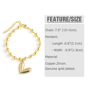 ASJEWELRY <strong>Beaded</strong> Chain Adjustable Heart <strong>Bracelets</strong> for Women CZ Jewelry <strong>Large</strong> Gold Plated Bubble Heart <strong>Bracelets</strong> 2512 Brtk97 - Product Image 4