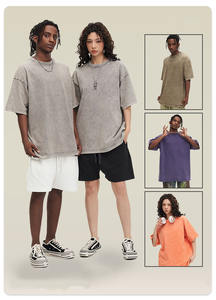 高品質300gsmカスタマイズ可能なシャツ春夏用Oネック襟洗浄通気性熟成外観特大オプション - Product Image 2