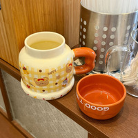Mug en céramique avec couvercle, motif ours mignon, grande capacité, tasse à eau pour fille, tasse à café pour petit-déjeuner en couple, pour usage domestique
