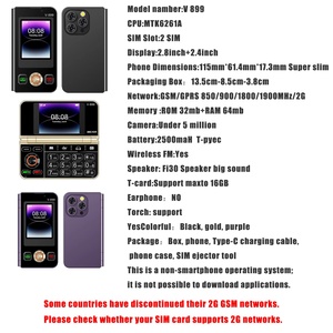 Téléphone portable GSM 2G à bas prix V899, pliable, double SIM, avec écran de 2,8 pouces + 2,4 pouces et lampe torche - Product Image 2