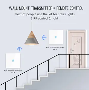 Controle remoto de luz para casa inteligente, painel de vidro rf 2/3 mhz, interruptores de parede sensível ao toque para casa inteligente, 1/433 teclas