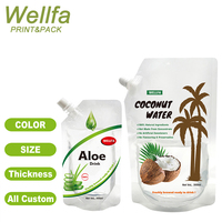 Pochette Doypack transparente à bec verseur pour eau de coco, résistante aux hautes températures, pour boissons à base d'aloe vera, sachet rétractable stérilisable