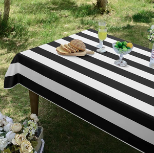 Tovaglia <span class=keywords><strong>a</strong></span> righe moderna in misto poliestere e cotone, per cucina e sala da pranzo, antipiega, facile da lavare, decorativa per la <span class=keywords><strong>casa</strong></span> e le feste - Product Image 3