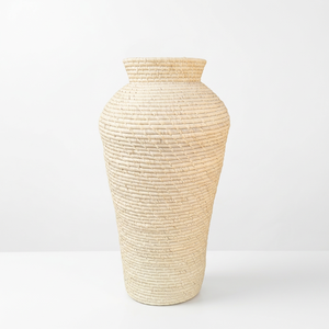 Jarrón Cilíndrico de Paja Tejida Rústico para Mesa, Amarillo, Gris, Blanco, Decorativo para Interiores, Ecológico, Decoración del Hogar - Product Image 4