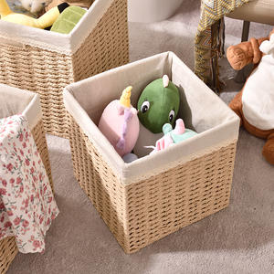 Tam set el yapımı kağıt rattan depolama sepet seti raf dokuma dekoratif ev saklama kutusu dekoratif sepet ve bez sanat - Product Image 3