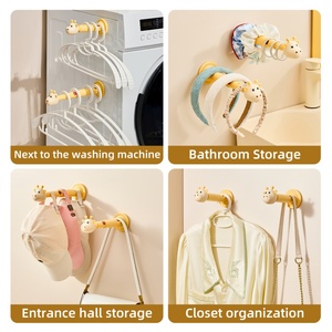 Giraffe Wall Mounted Retractable Hanger <b>Storage</b> Rack Balcony <b>Clothes</b> Organizer Artifact Design Bathroom Coat Rack Hook Wall - Product Image 5