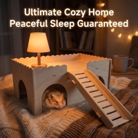 Grande villa pour hamster en bois massif Golden Bear, avec échelle d'escalade, cage, nid, jouet, anti-évasion, ventilée, portable, pour intérieur et extérieur